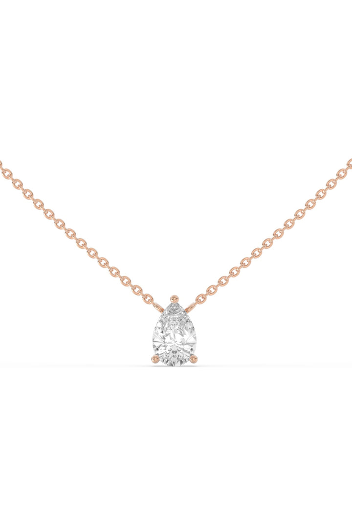 Minimalist Lab Grown Diamond Pear Solitaire Pendant Necklace