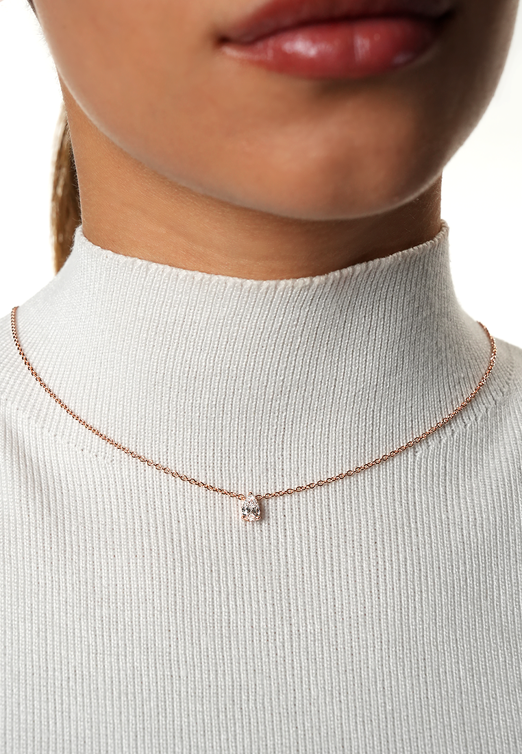 Minimalist Lab Grown Diamond Pear Solitaire Pendant Necklace