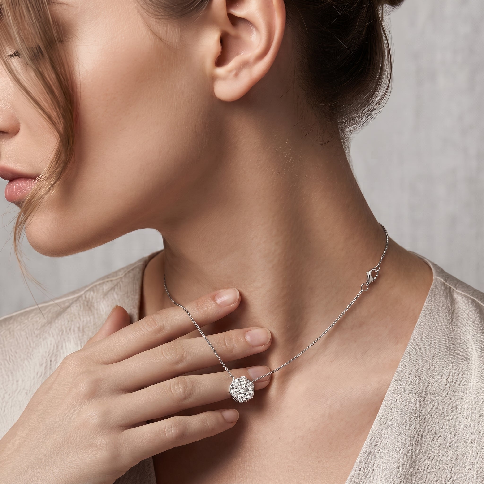 Petal Cluster Lab Grown Diamond Pendant Necklace