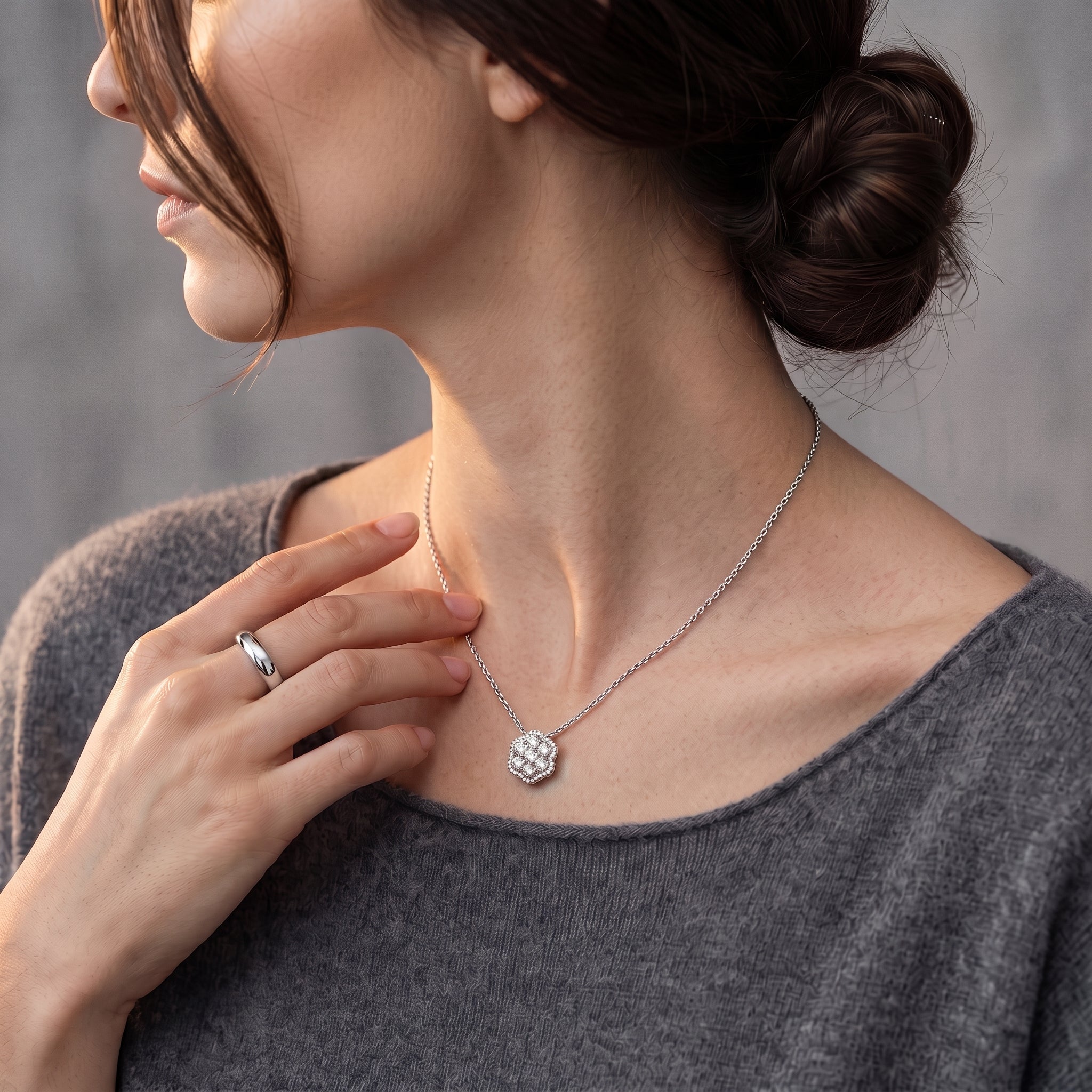 Celestial Bloom Lab Grown Diamond Pendant Necklace