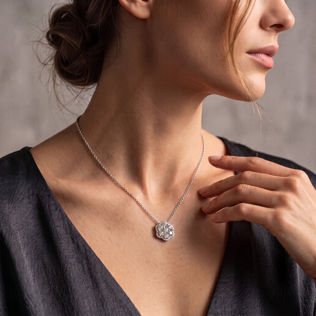 Celestial Bloom Lab Grown Diamond Pendant Necklace