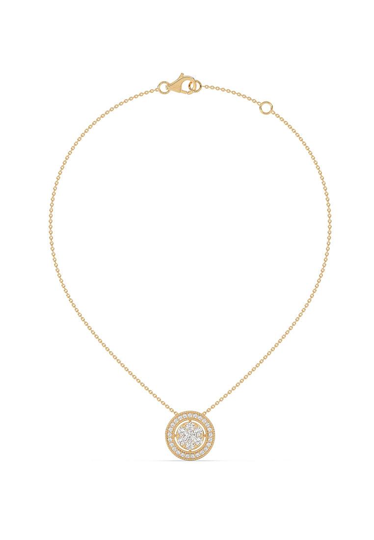 Classic Round Halo Lab Grown Diamond Pendant Necklace