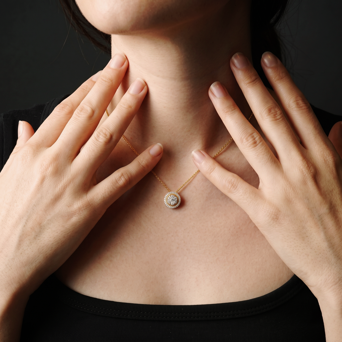 Classic Round Halo Lab Grown Diamond Pendant Necklace