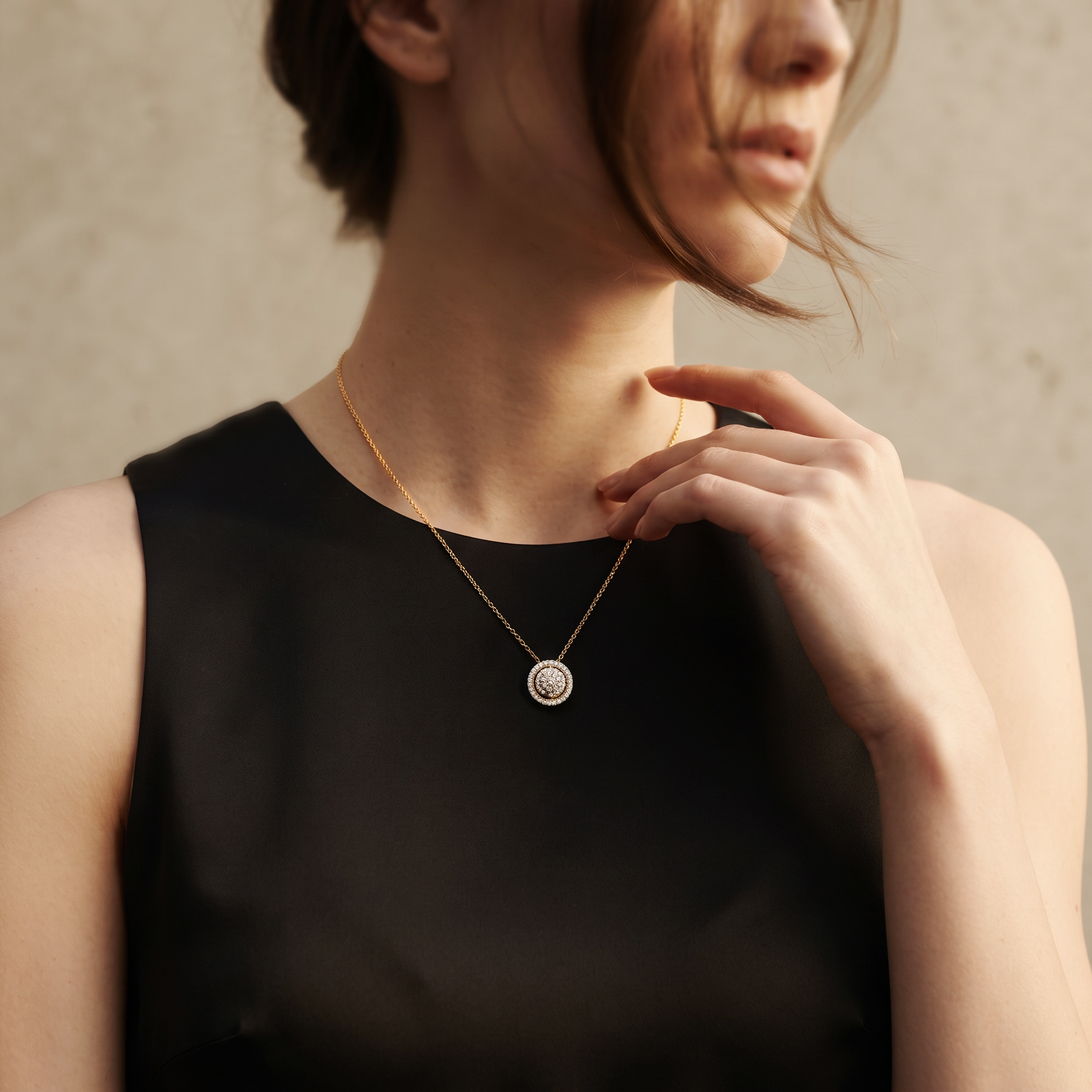 Classic Round Halo Lab Grown Diamond Pendant Necklace