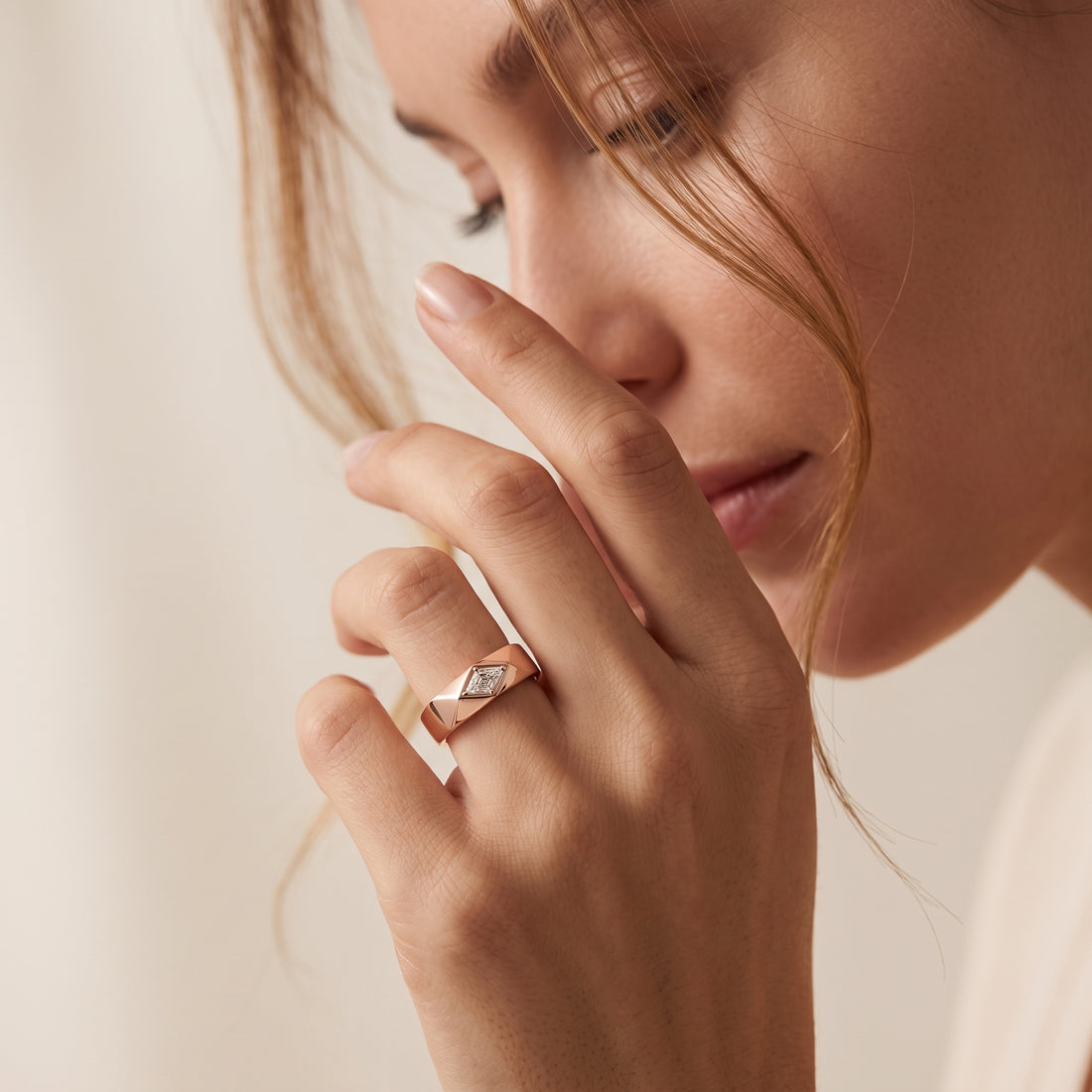 LOZENGES DIAMOND COUPLE RING R/G