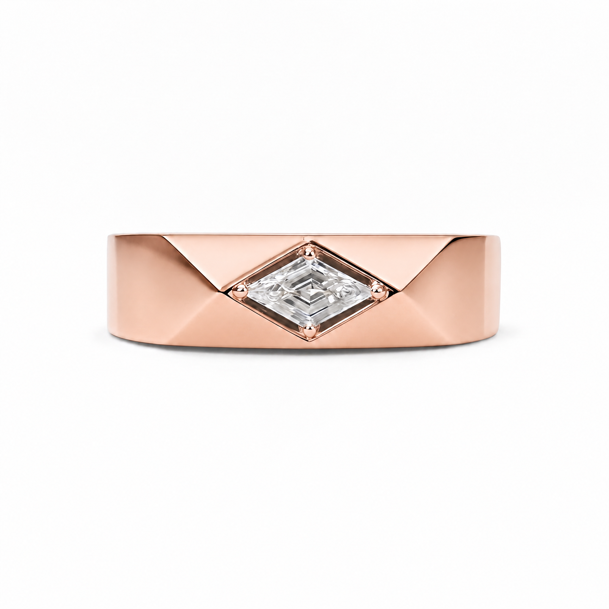 LOZENGES DIAMOND COUPLE RING BAND R/G