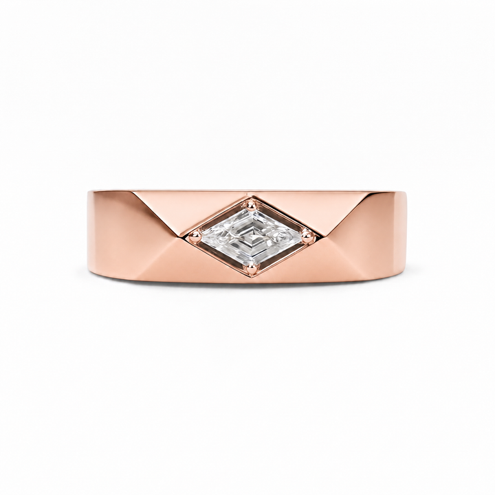 LOZENGES DIAMOND COUPLE RING BAND R/G