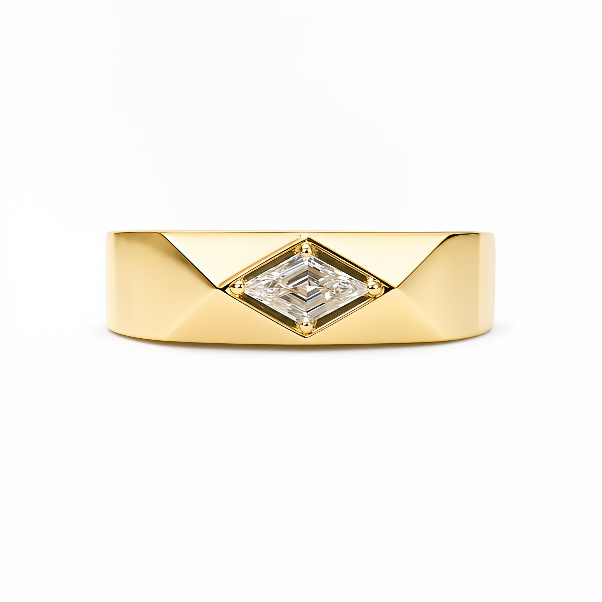 LOZENGES DIAMOND COUPLE RING BAND Y/G