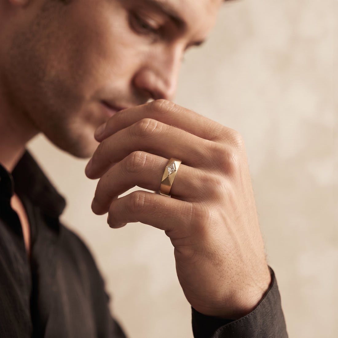 LOZENGES DIAMOND COUPLE RING BAND Y/G