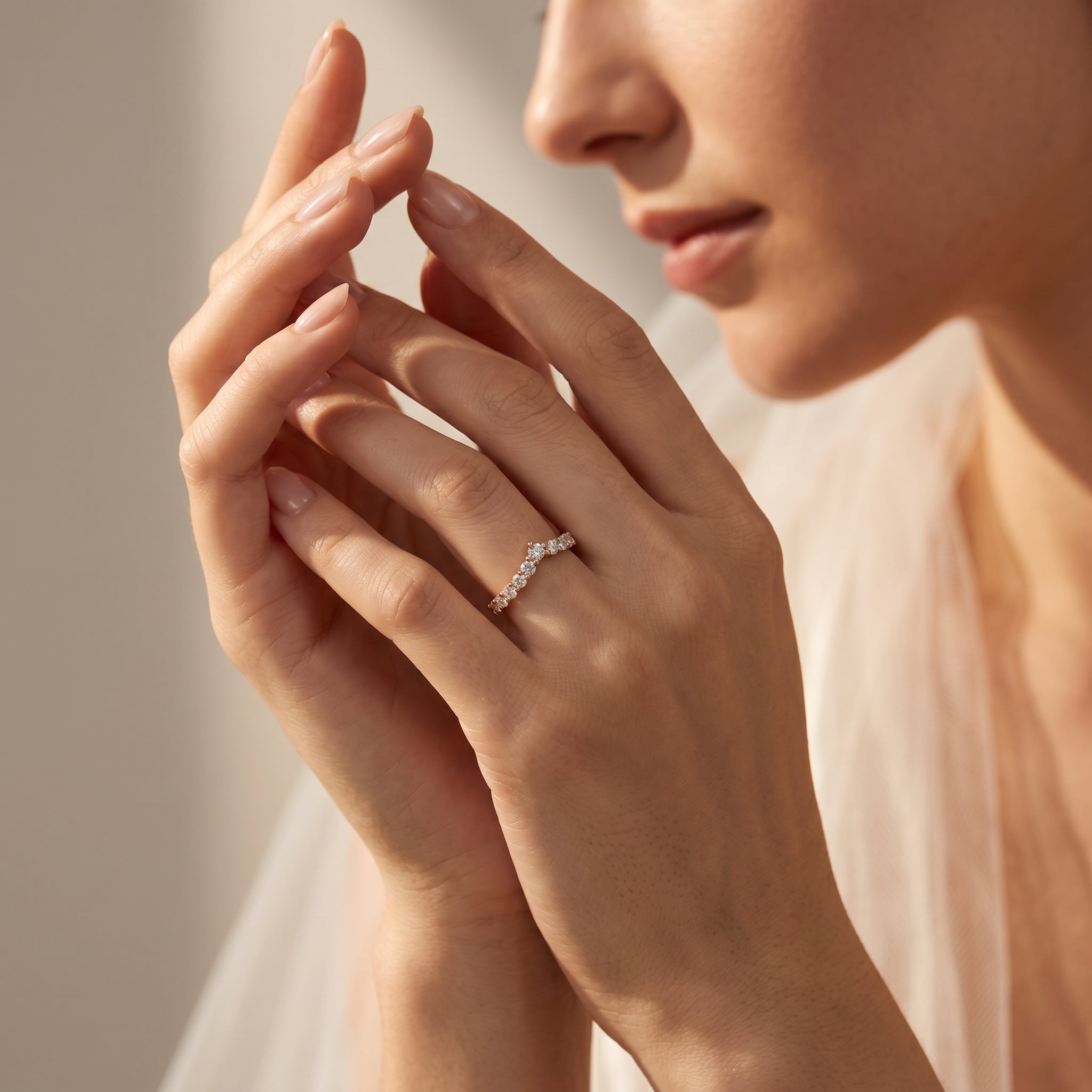 AURELINE HALF ETERNITY DIAMOND COUPLE RING