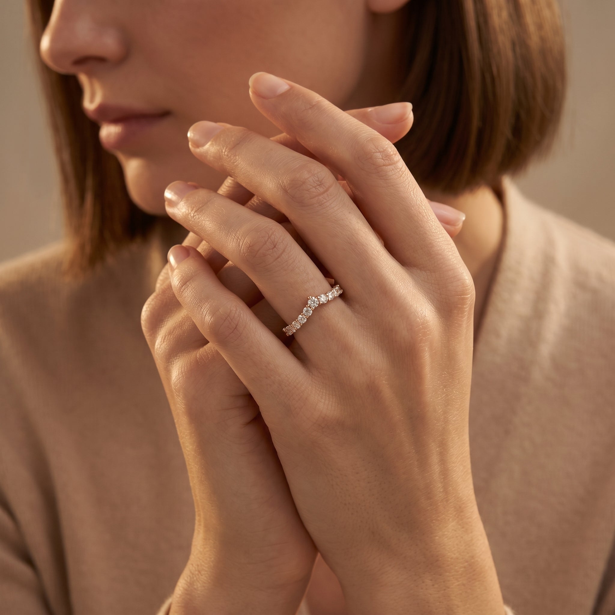 AURELINE HALF ETERNITY DIAMOND COUPLE RING