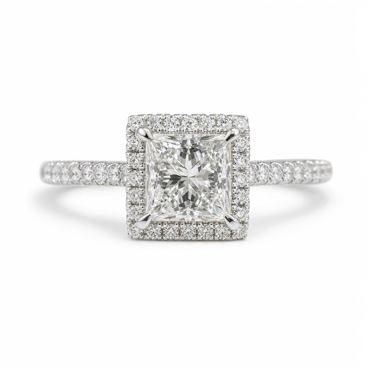 PRINCESS DIAMOND HALO RING ( 1.01 CT)