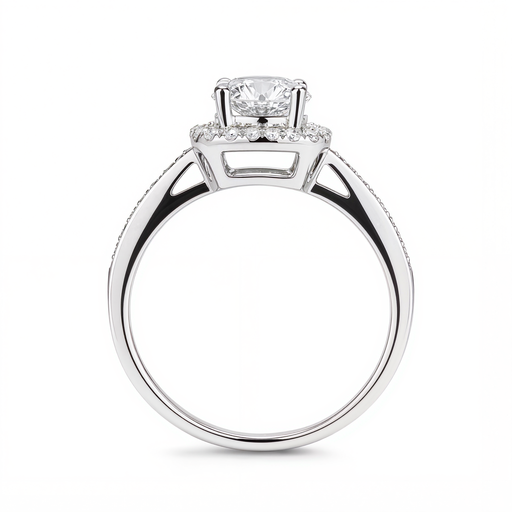 ROUND WITH CUSHION HALO & PAVE DIAMOND RING