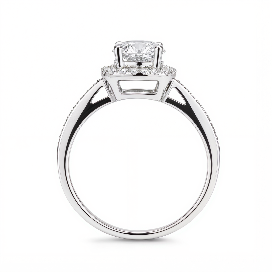 ROUND WITH CUSHION HALO & PAVE DIAMOND RING