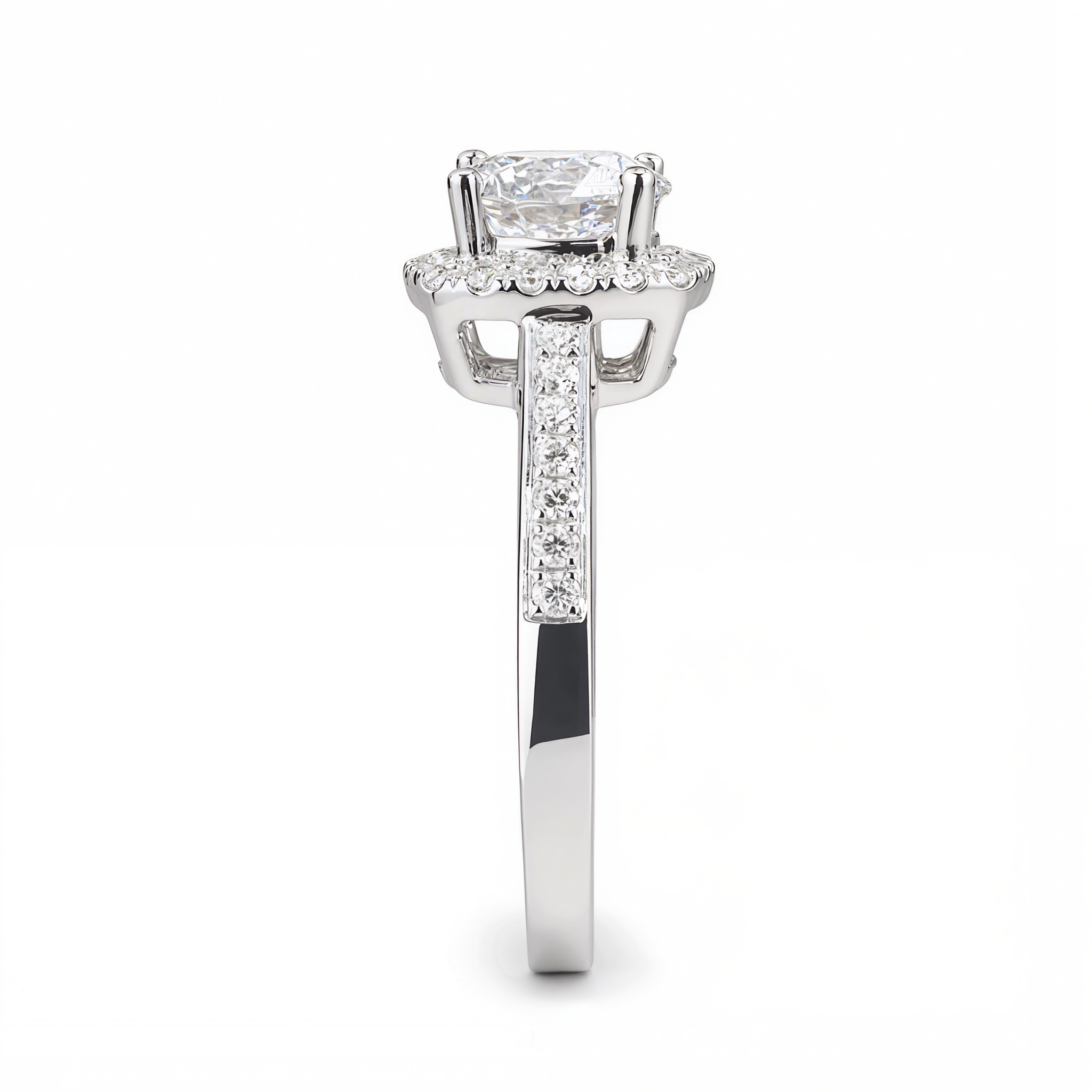 ROUND WITH CUSHION HALO & PAVE DIAMOND RING