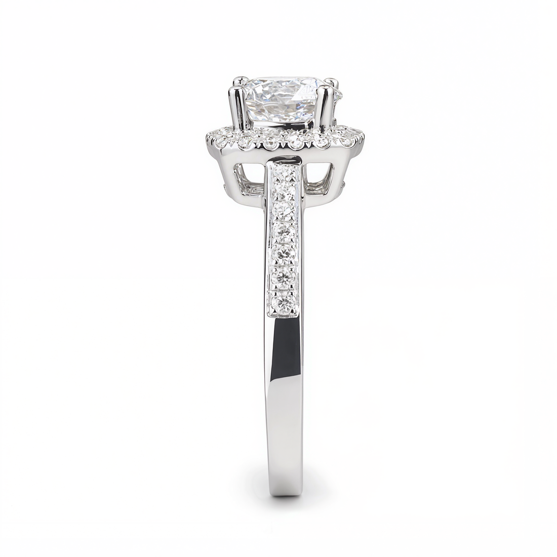 ROUND WITH CUSHION HALO & PAVE DIAMOND RING