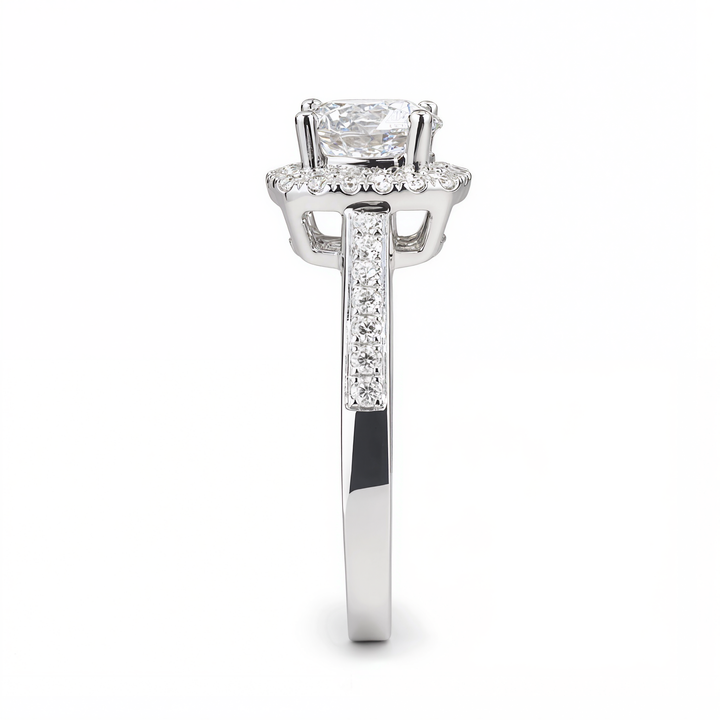 ROUND WITH CUSHION HALO & PAVE DIAMOND RING