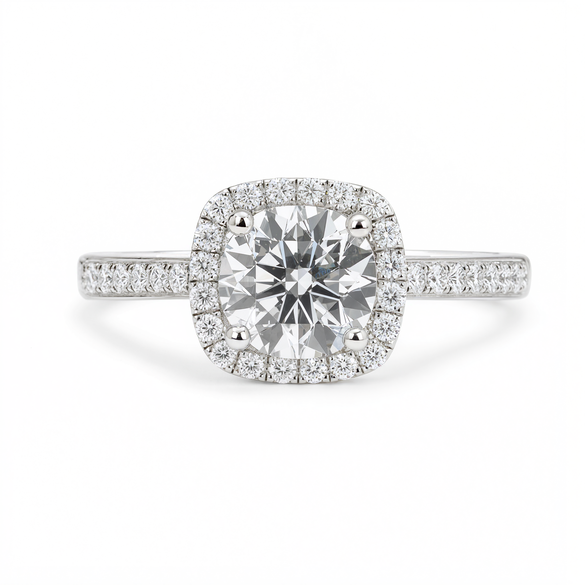 ROUND WITH CUSHION HALO & PAVE DIAMOND RING
