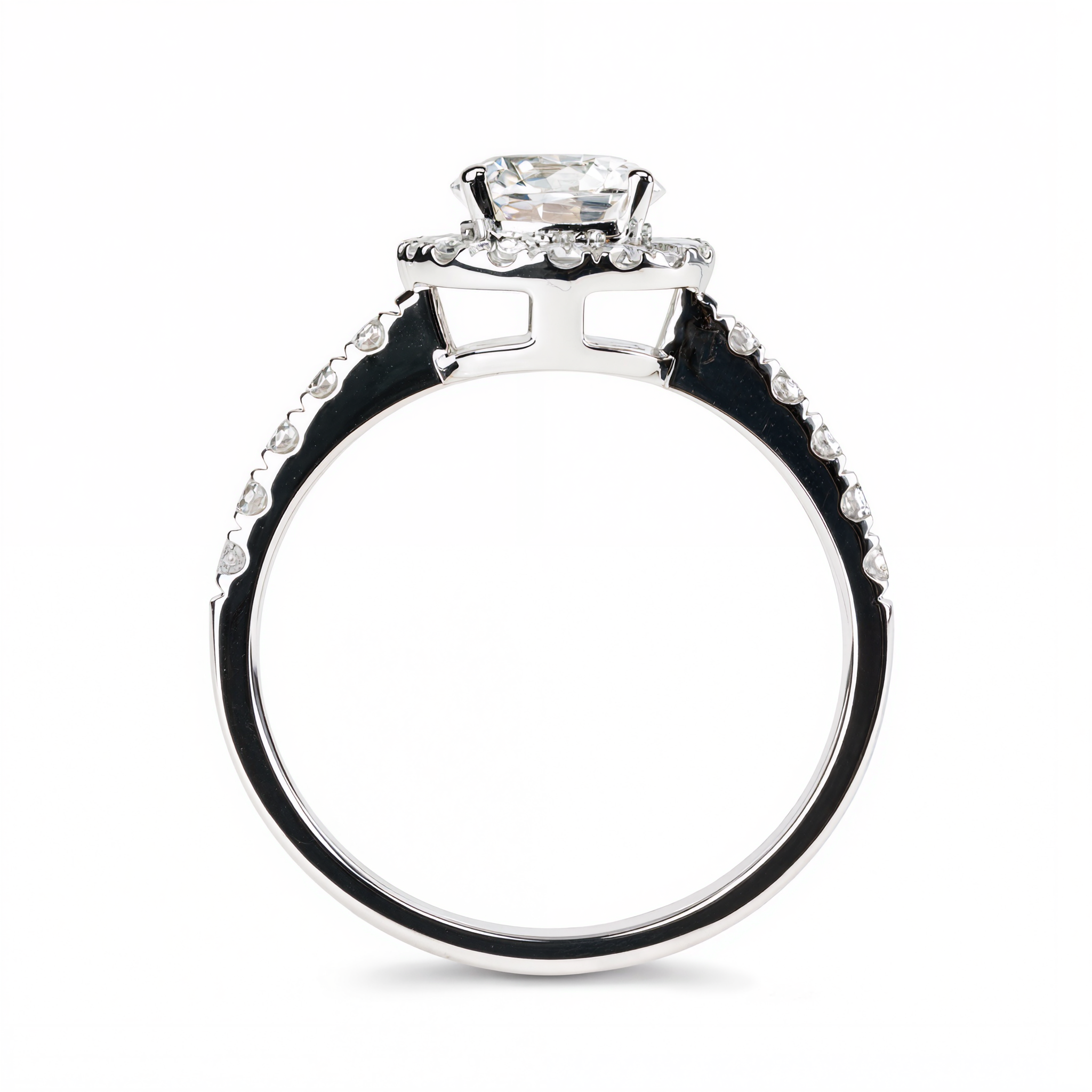 ROUND WITH HALO & PAVE DIAMOND RING