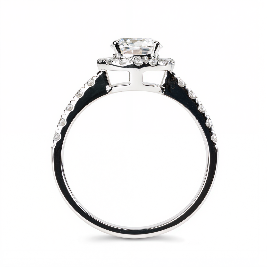 ROUND WITH HALO & PAVE DIAMOND RING