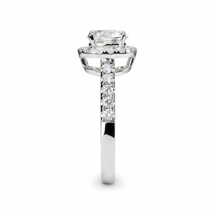 ROUND WITH HALO & PAVE DIAMOND RING