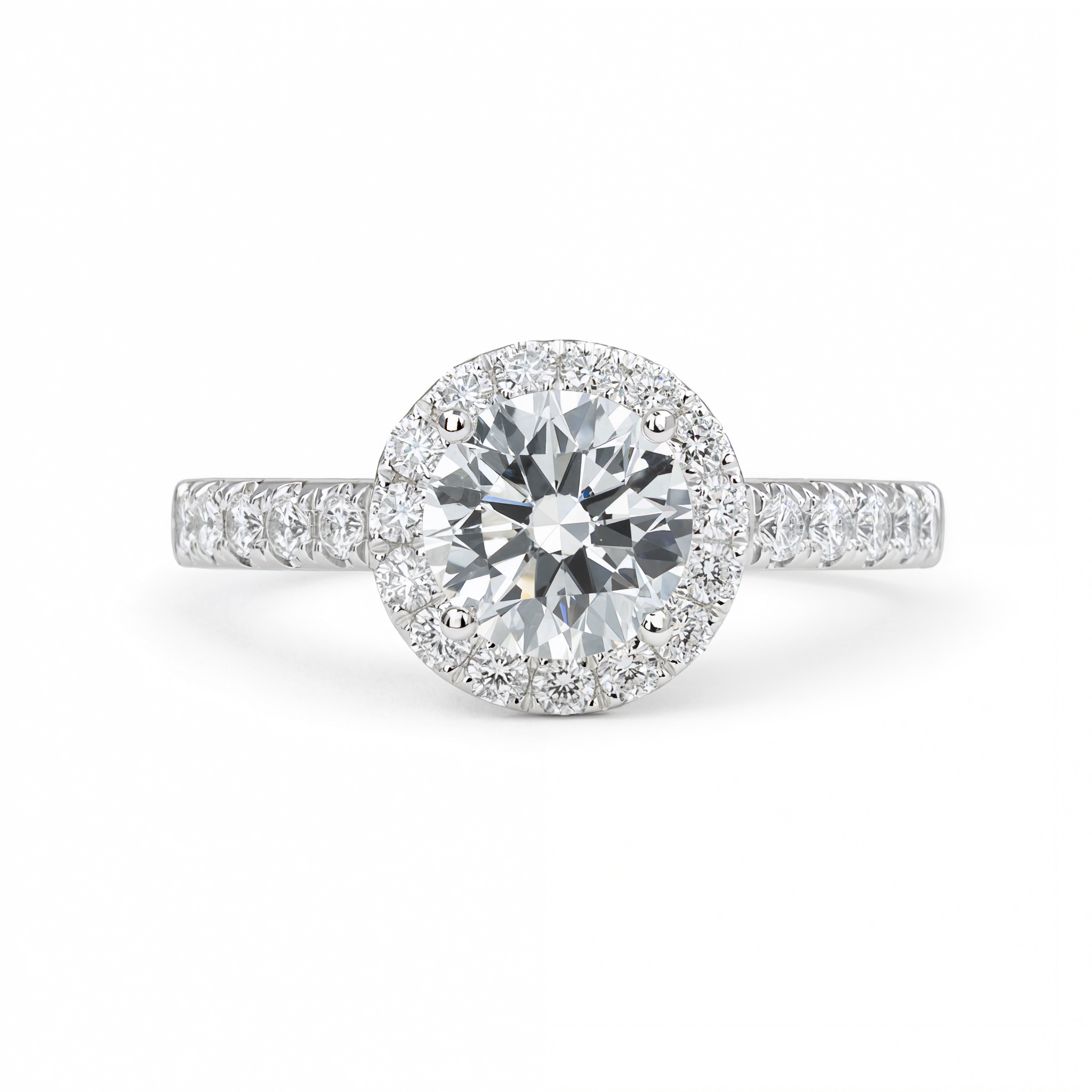 ROUND WITH HALO & PAVE DIAMOND RING