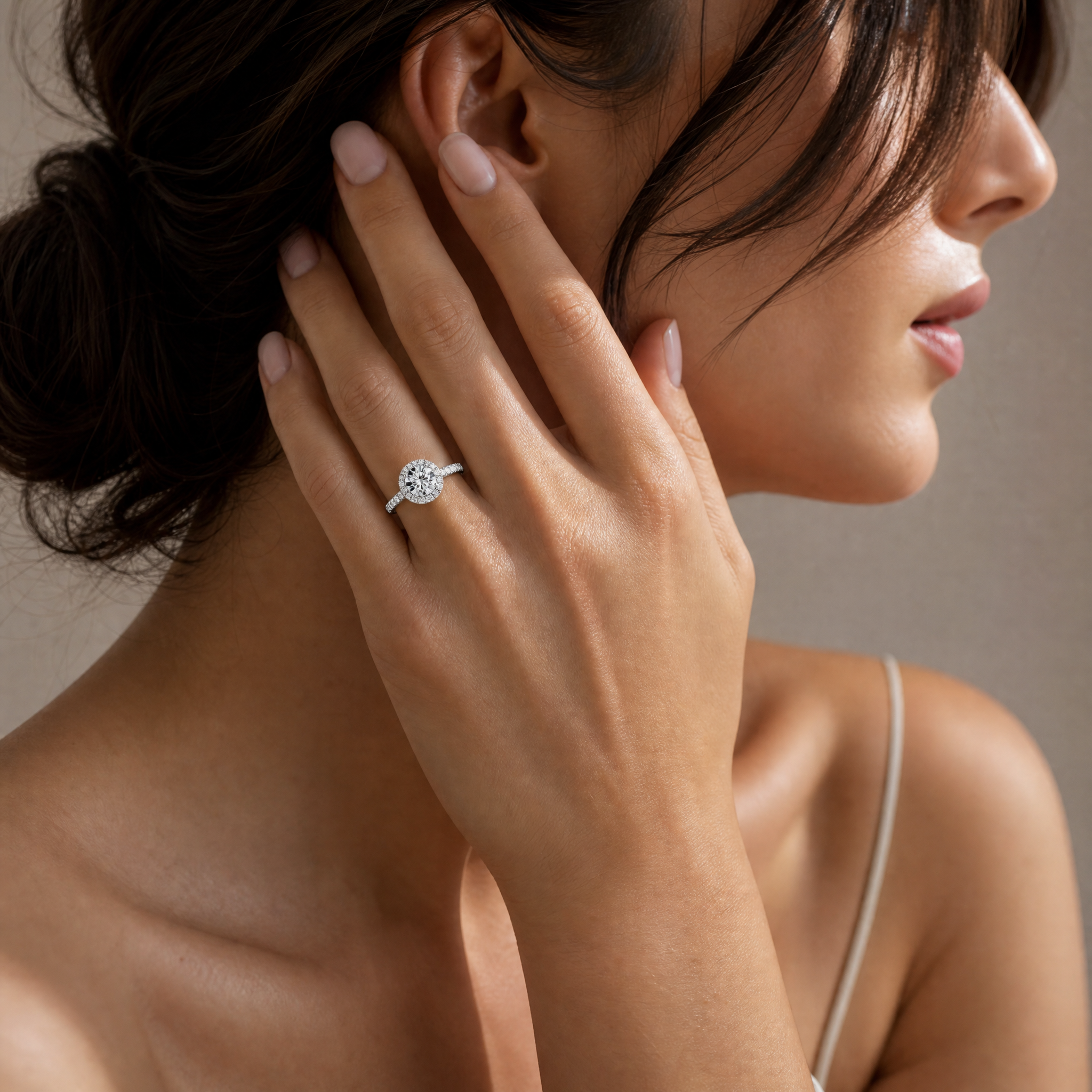 ROUND WITH HALO & PAVE DIAMOND RING