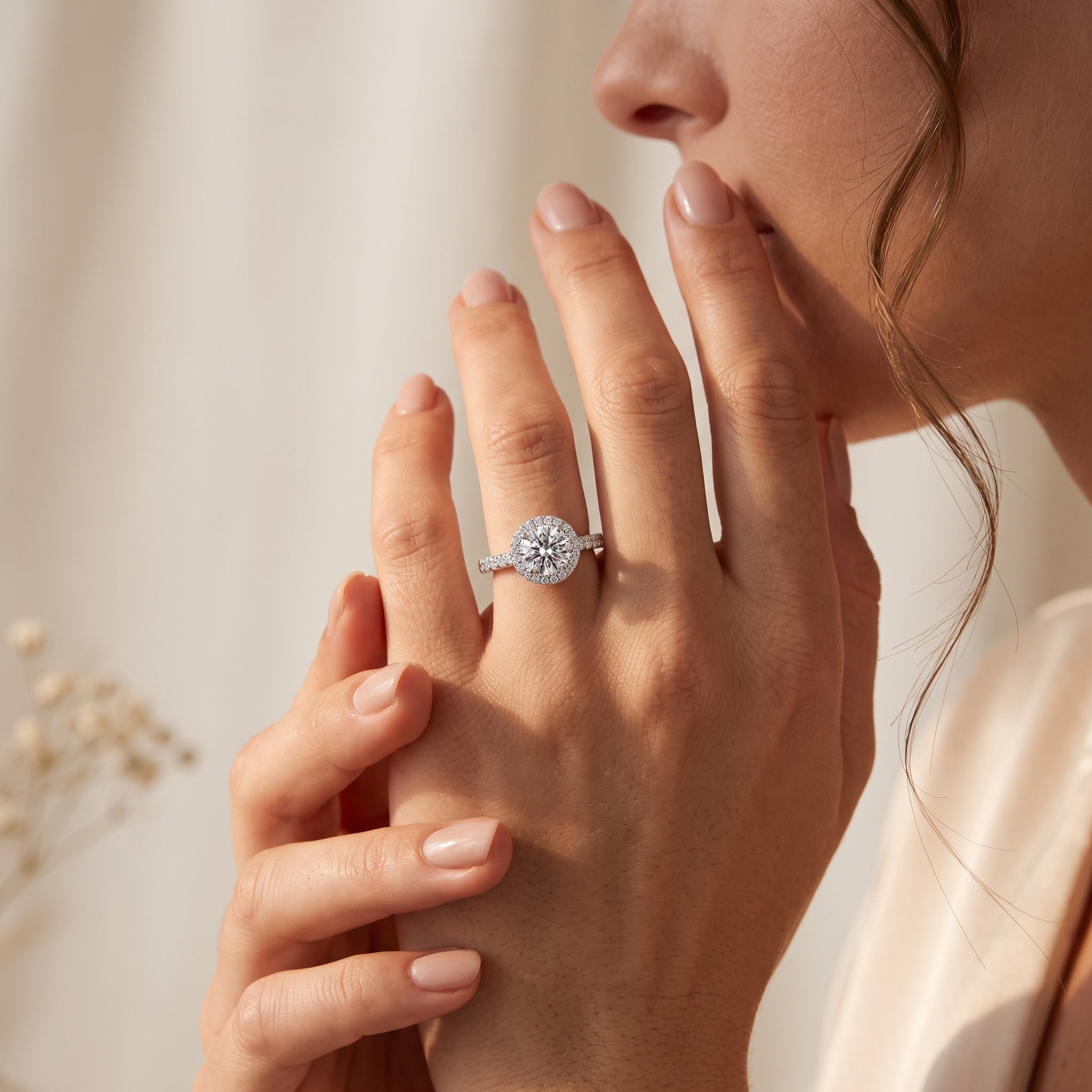 ROUND WITH HALO & PAVE DIAMOND RING