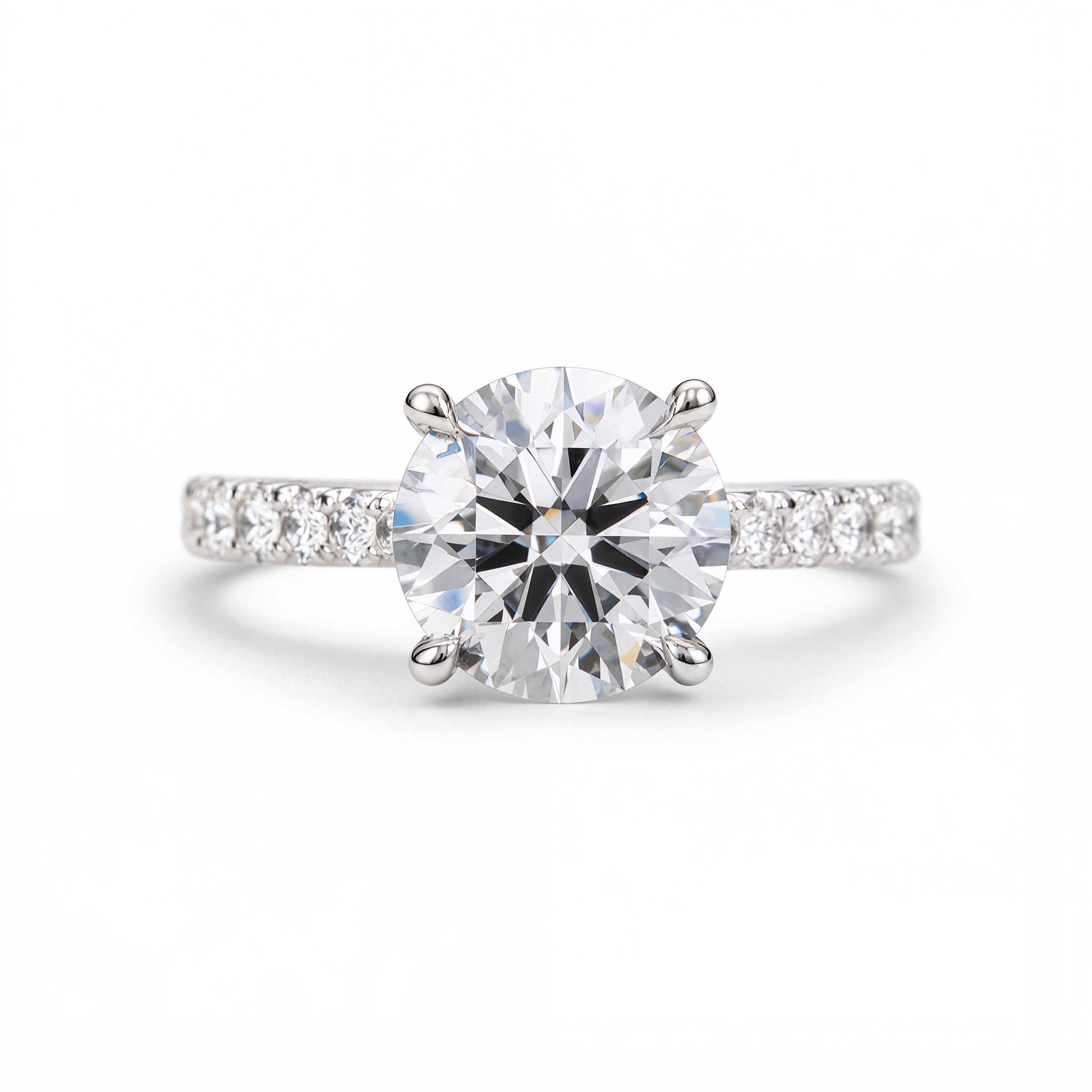 ROUND DIAMOND WITH PAVE RING ( 3.07 CT)
