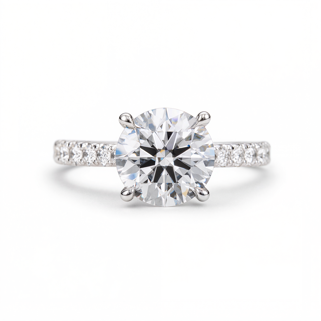 ROUND DIAMOND WITH PAVE RING ( 3.07 CT)