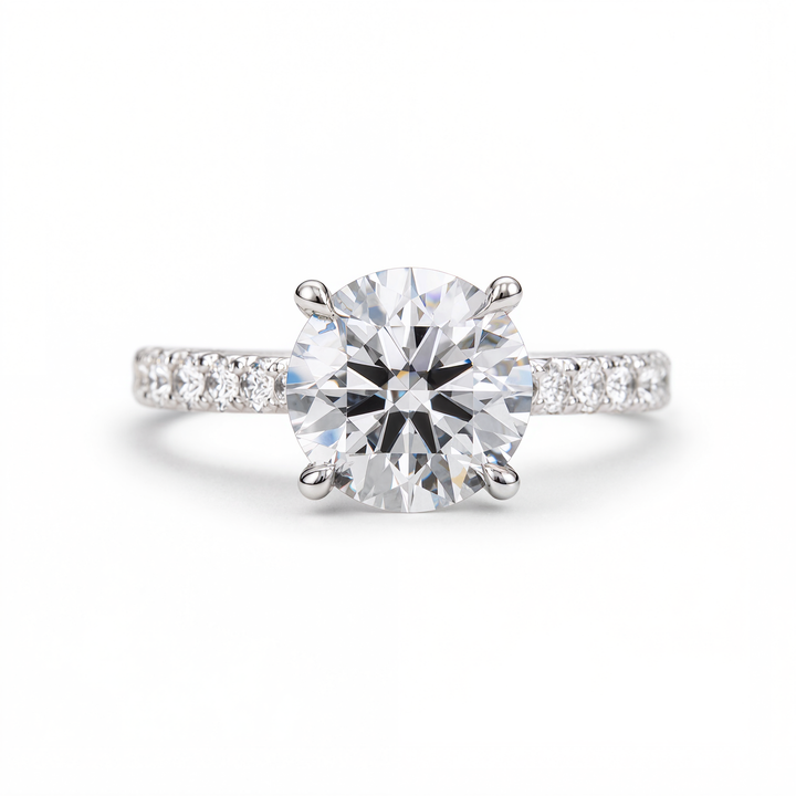 ROUND DIAMOND WITH PAVE RING ( 3.07 CT)