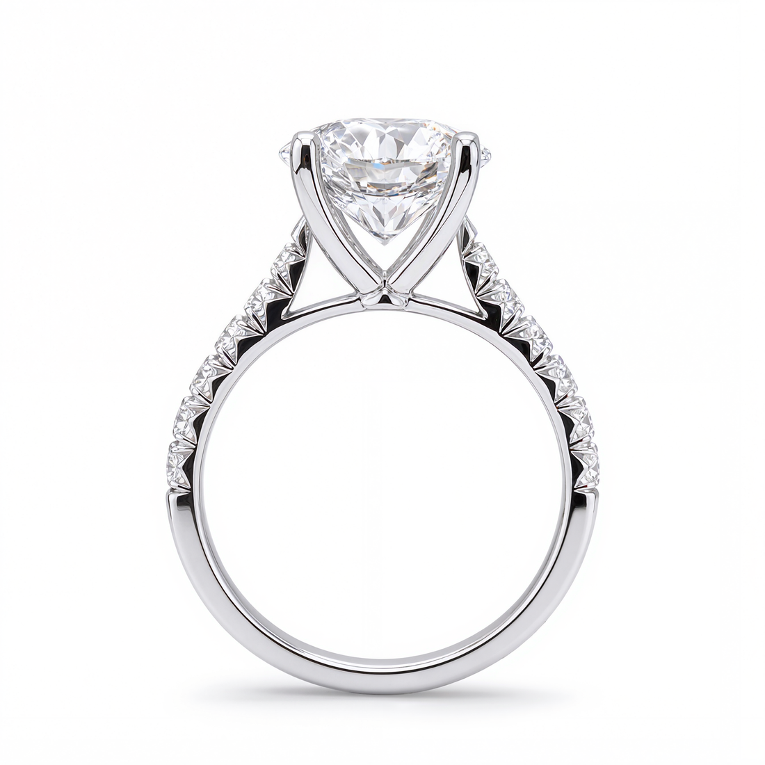 ROUND DIAMOND WITH PAVE RING ( 3.07 CT)
