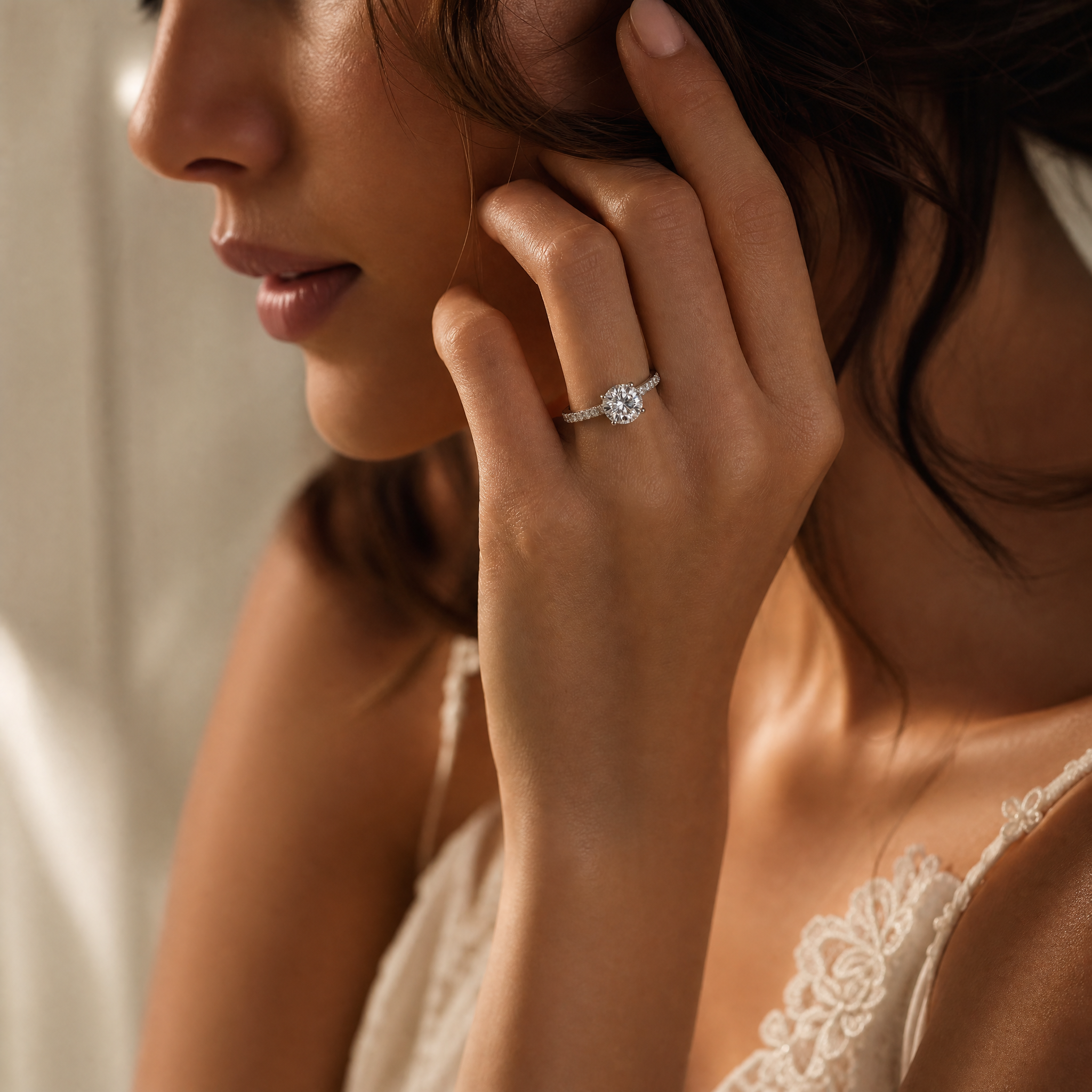 ROUND DIAMOND WITH PAVE RING ( 1.08 CT)