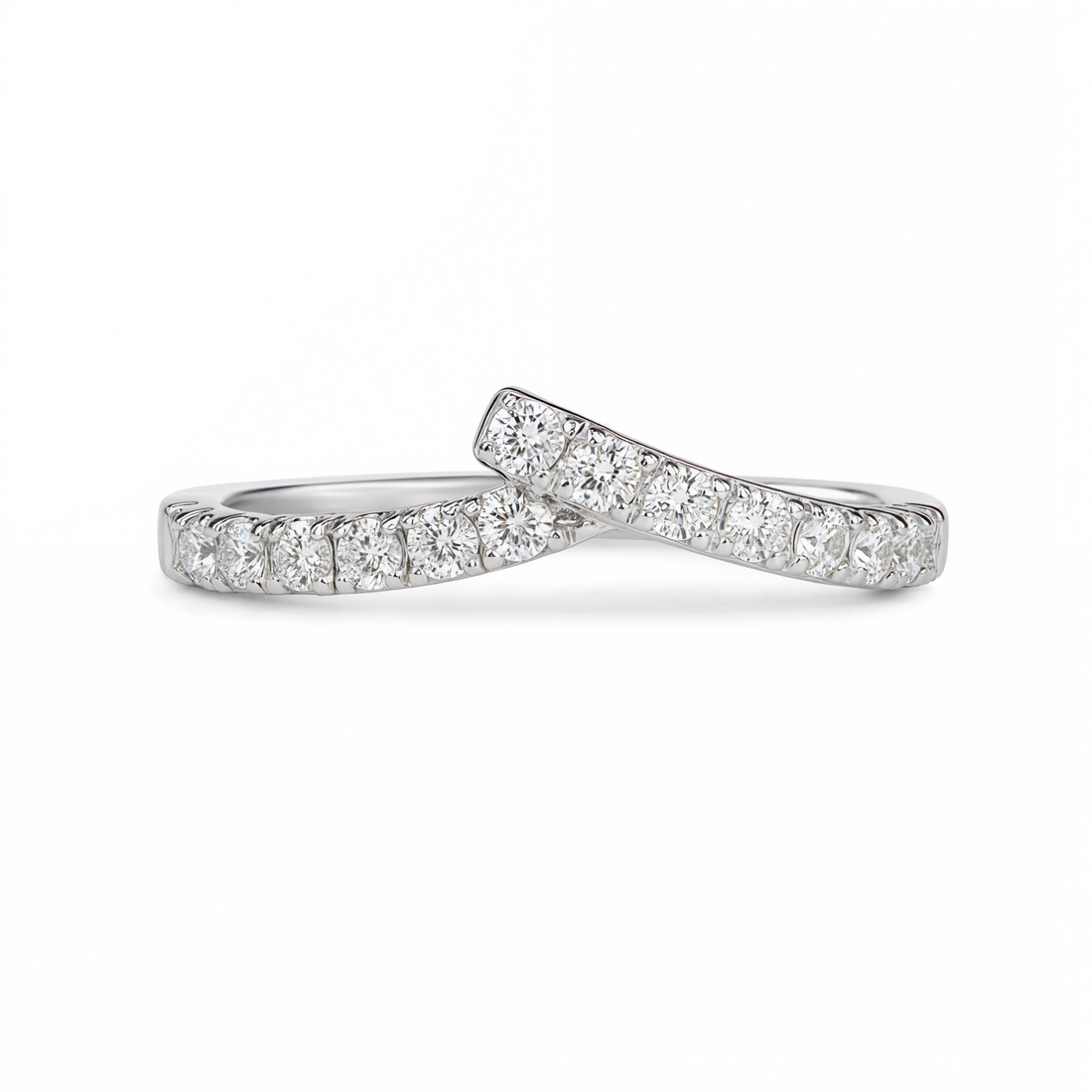 ROUND DIAMOND CROSSOVER HALF ETERNITY RING