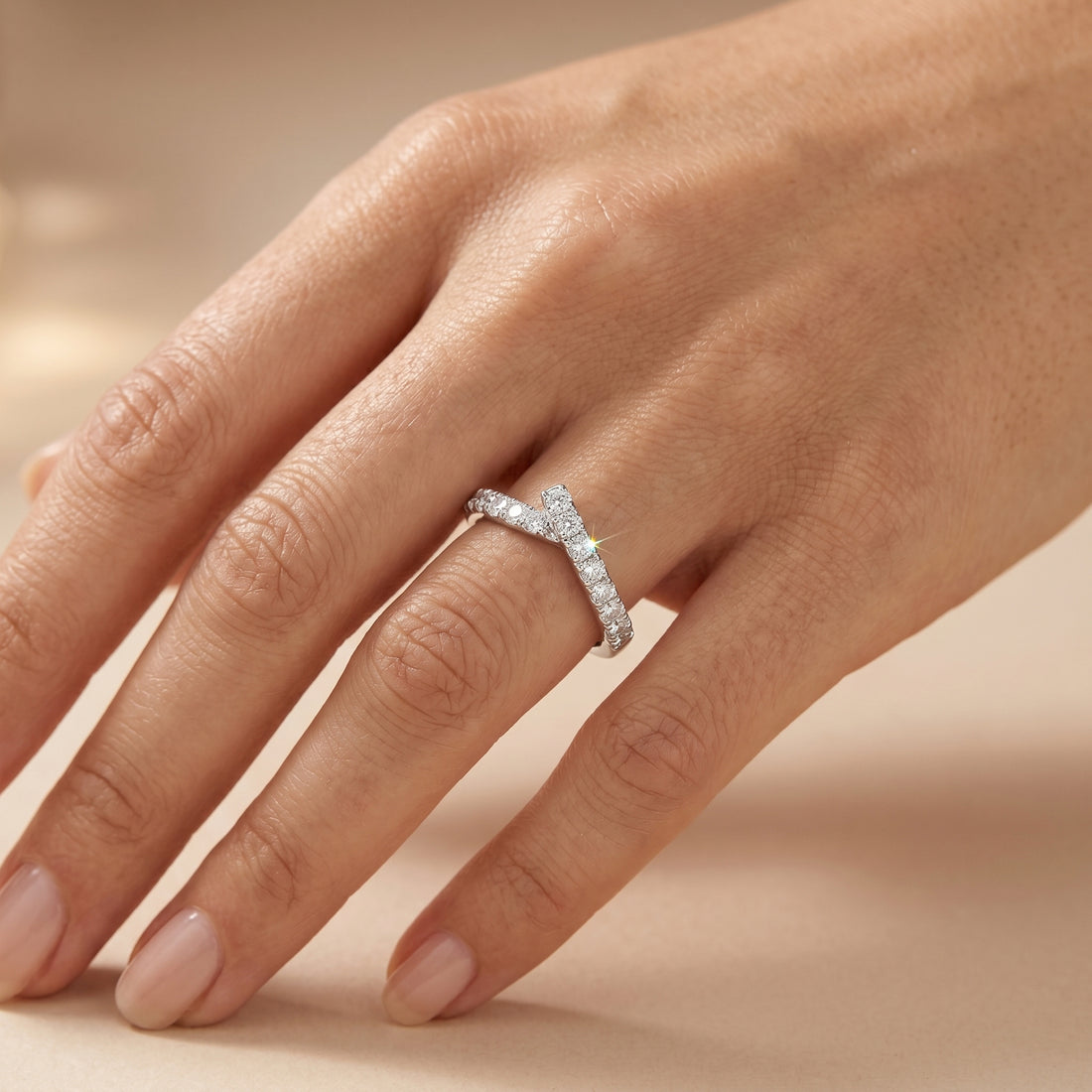 ROUND DIAMOND CROSSOVER HALF ETERNITY RING