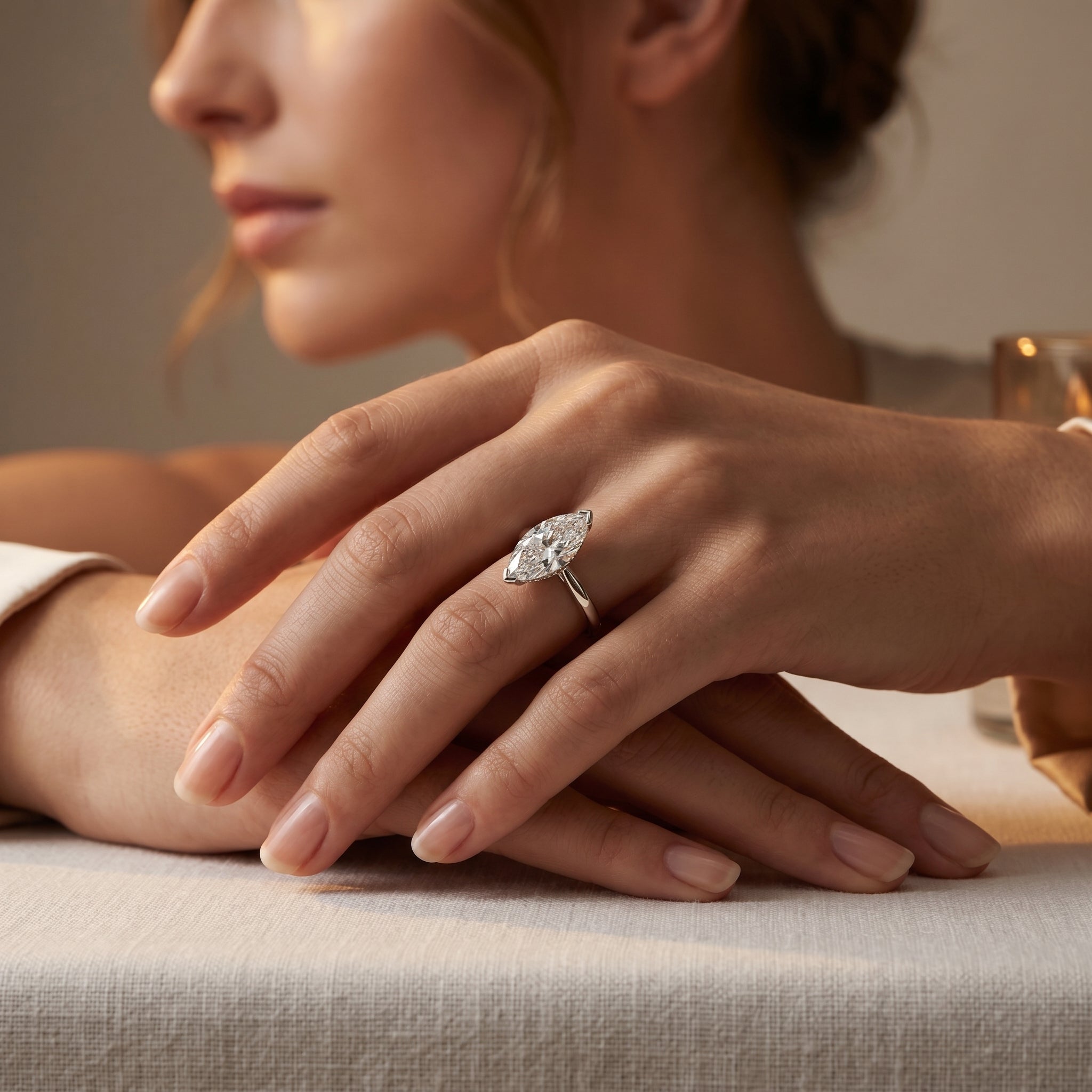MARQUISE DIAMOND WITH HIDDEN PAVE RING ( 2 CT)