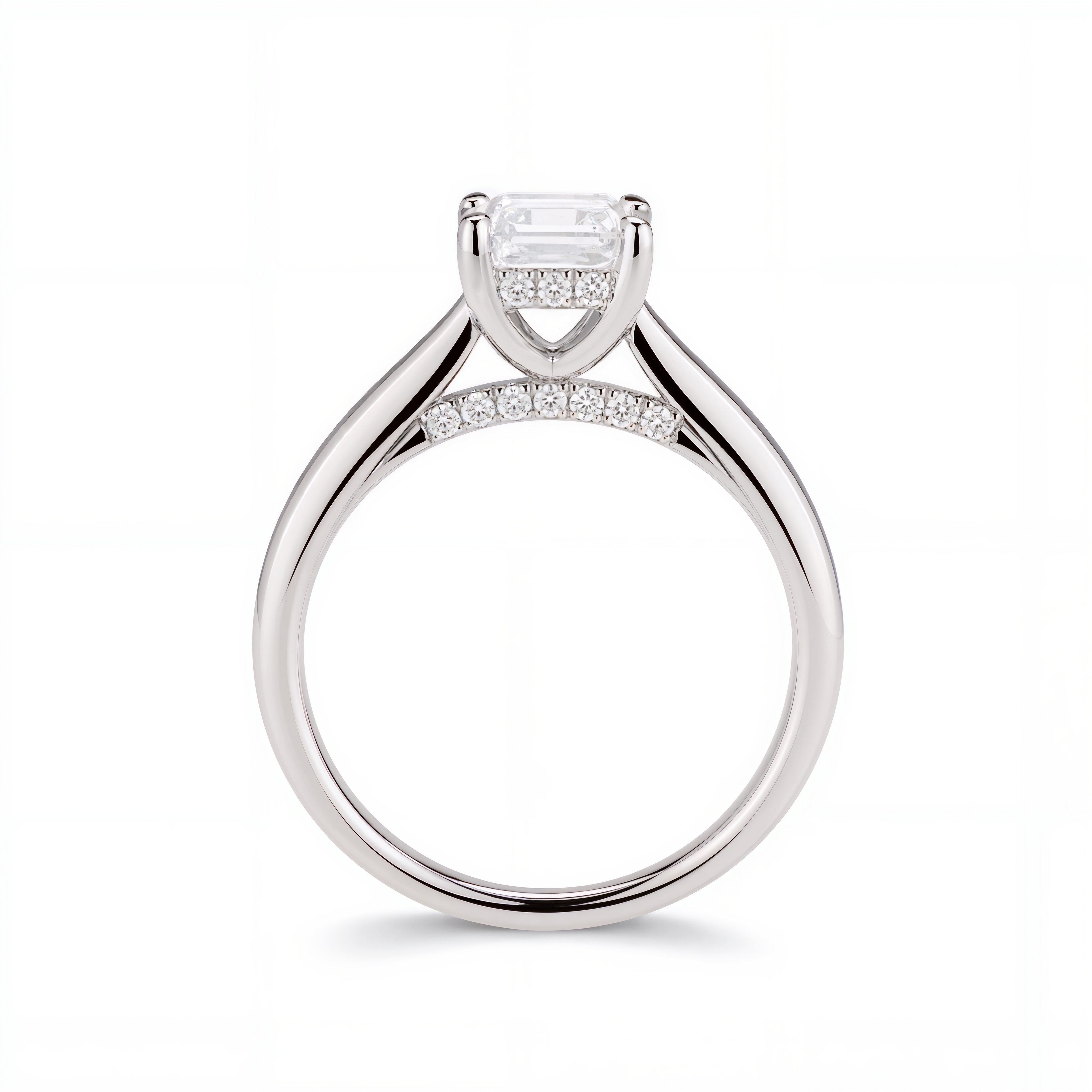 EMERALD CUT DIAMOND WITH HIDDEN PAVE RING ( 2.02 CT)