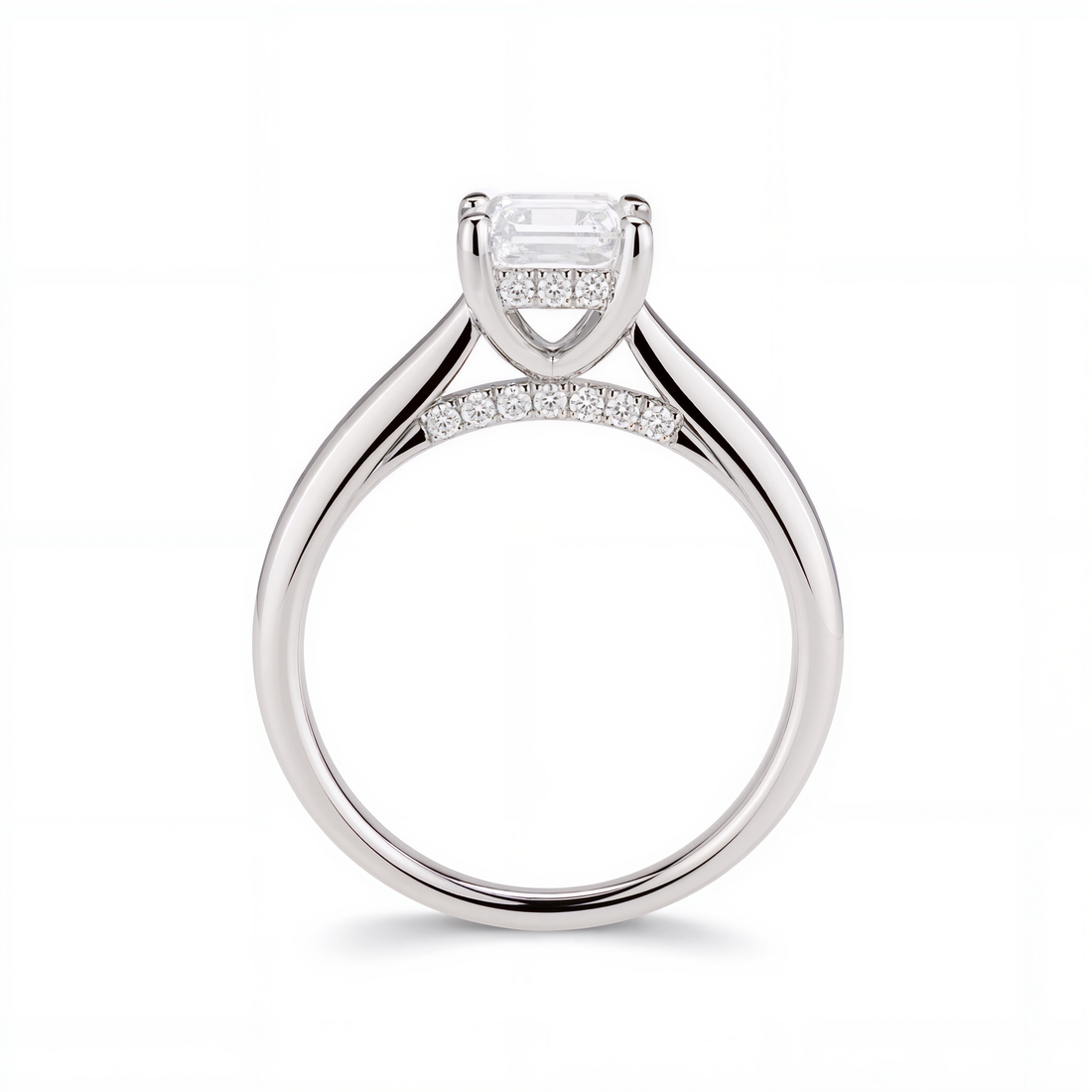 EMERALD CUT DIAMOND WITH HIDDEN PAVE RING ( 2.02 CT)