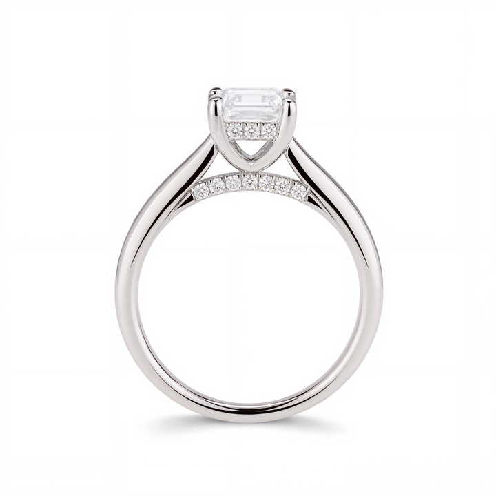 EMERALD CUT DIAMOND WITH HIDDEN PAVE RING ( 2.02 CT)