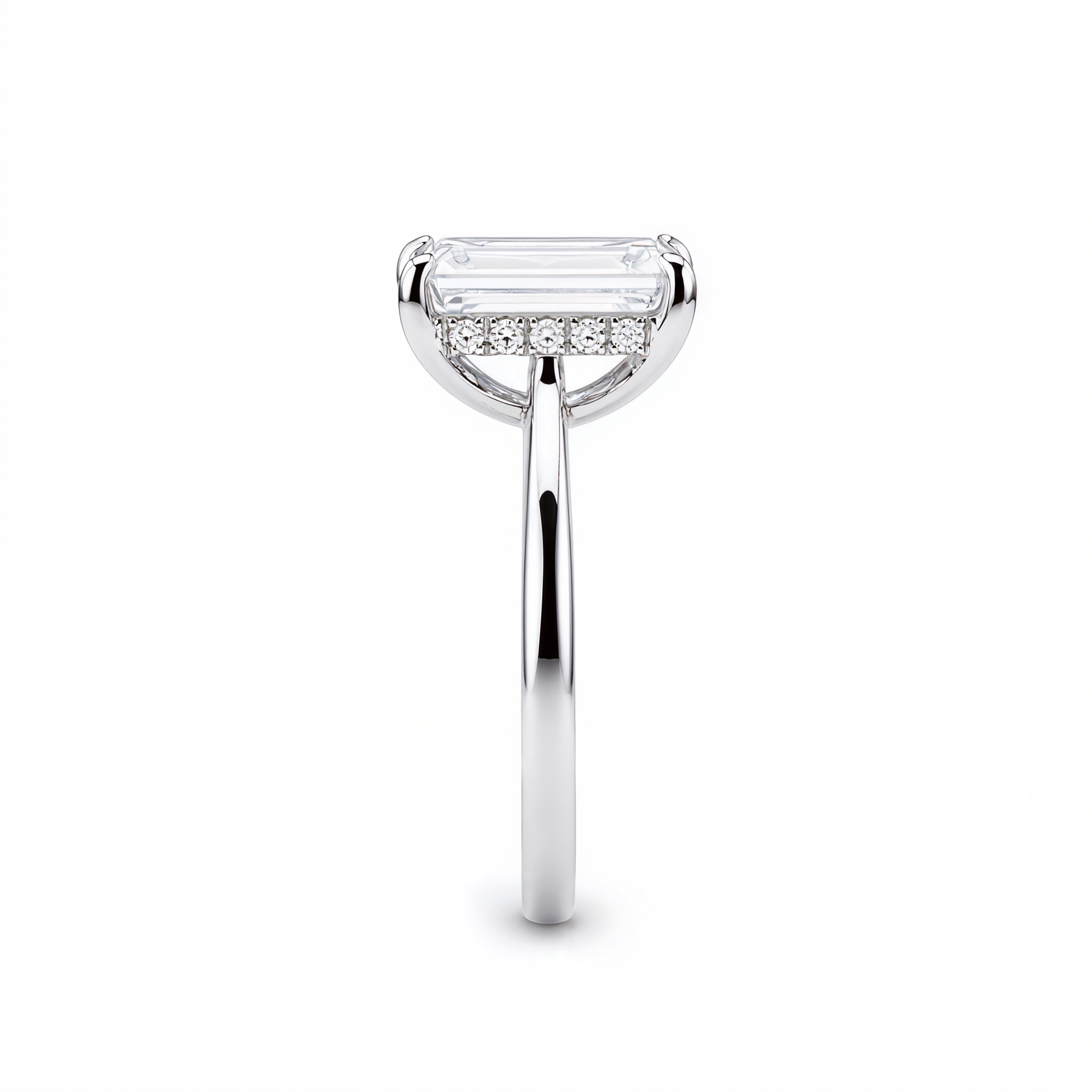 EMERALD CUT DIAMOND WITH HIDDEN PAVE RING ( 2.02 CT)