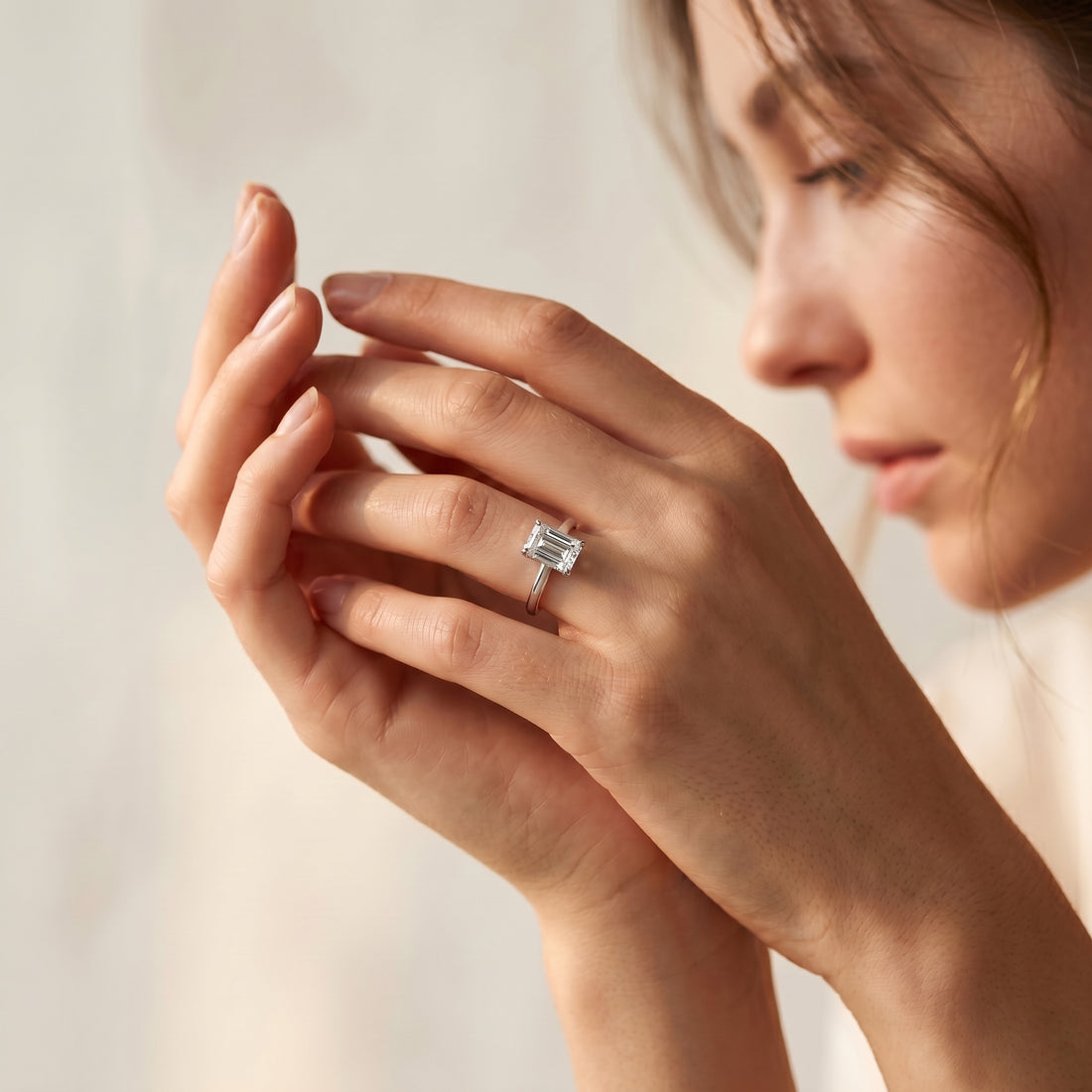 EMERALD CUT DIAMOND WITH HIDDEN PAVE RING ( 2.02 CT)