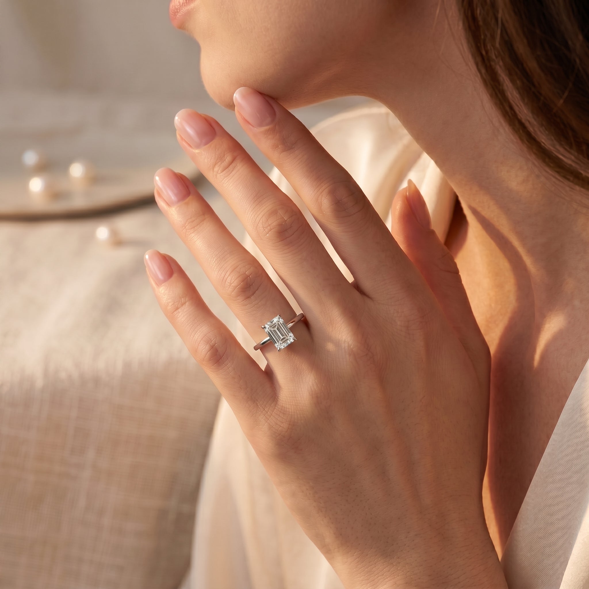 EMERALD CUT DIAMOND WITH HIDDEN PAVE RING ( 2.02 CT)