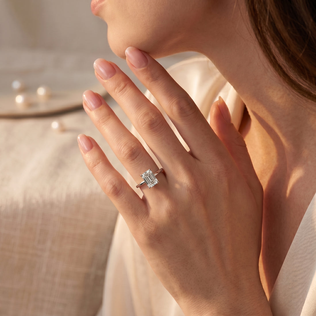 EMERALD CUT DIAMOND WITH HIDDEN PAVE RING ( 2.02 CT)