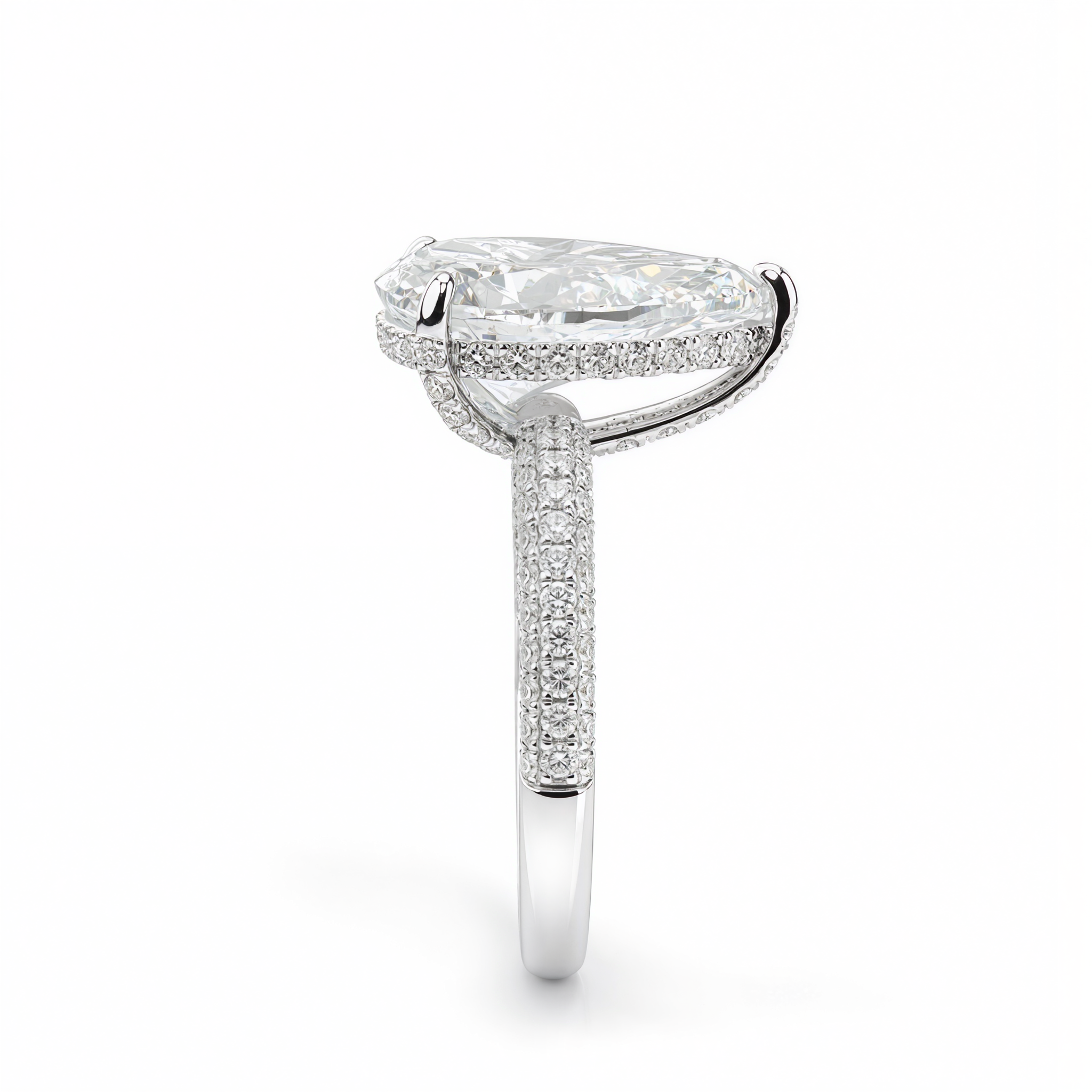 PEAR DIAMOND WITH HIDDEN PAVE RING ( 2.51 CT )