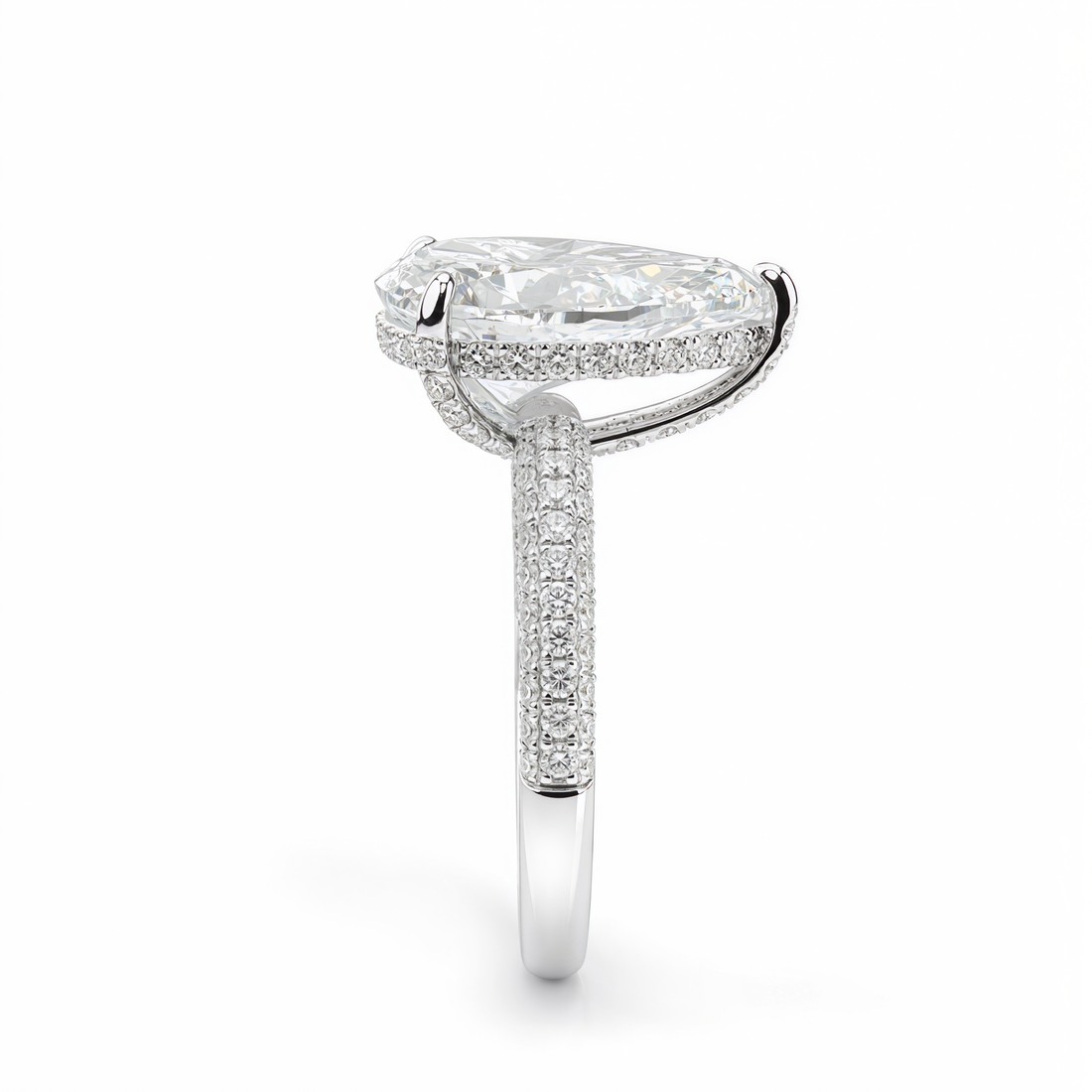 PEAR DIAMOND WITH HIDDEN PAVE RING ( 2.51 CT )