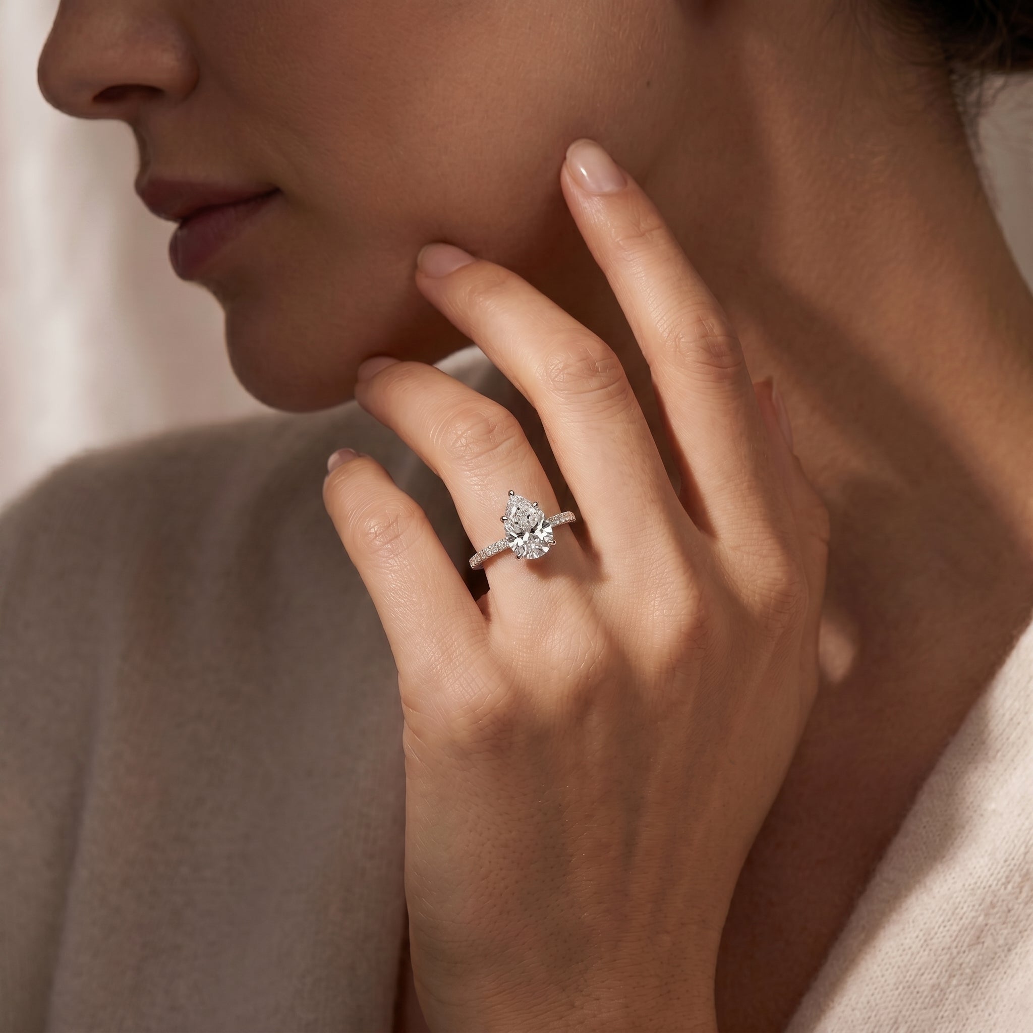 PEAR DIAMOND WITH HIDDEN PAVE RING ( 2.51 CT )