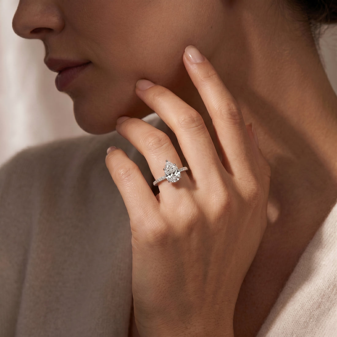 PEAR DIAMOND WITH HIDDEN PAVE RING ( 2.51 CT )