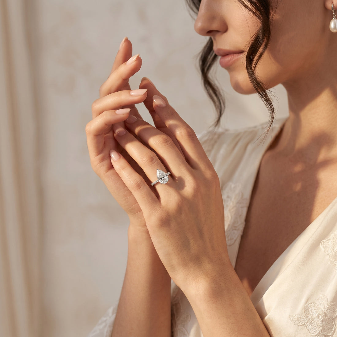 PEAR DIAMOND WITH HIDDEN PAVE RING ( 2.51 CT )