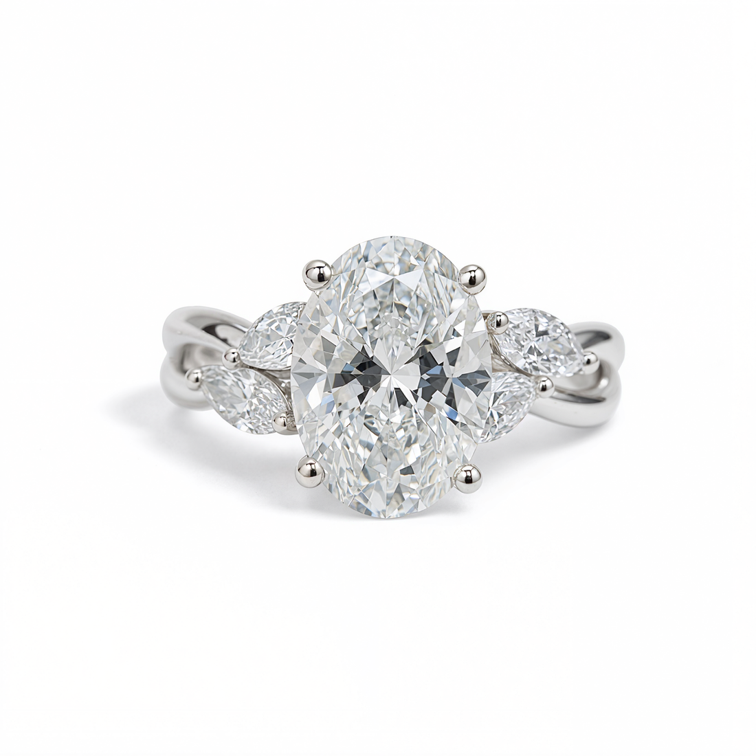 OVAL DIAMOND WITH HIDDEN PAVE RING ( 3.01 CT)