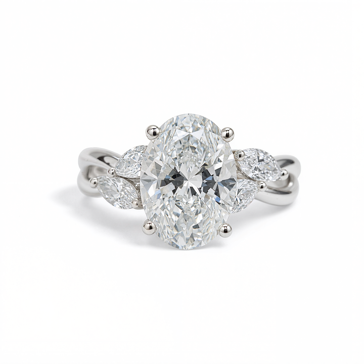 OVAL DIAMOND WITH HIDDEN PAVE RING ( 3.01 CT)